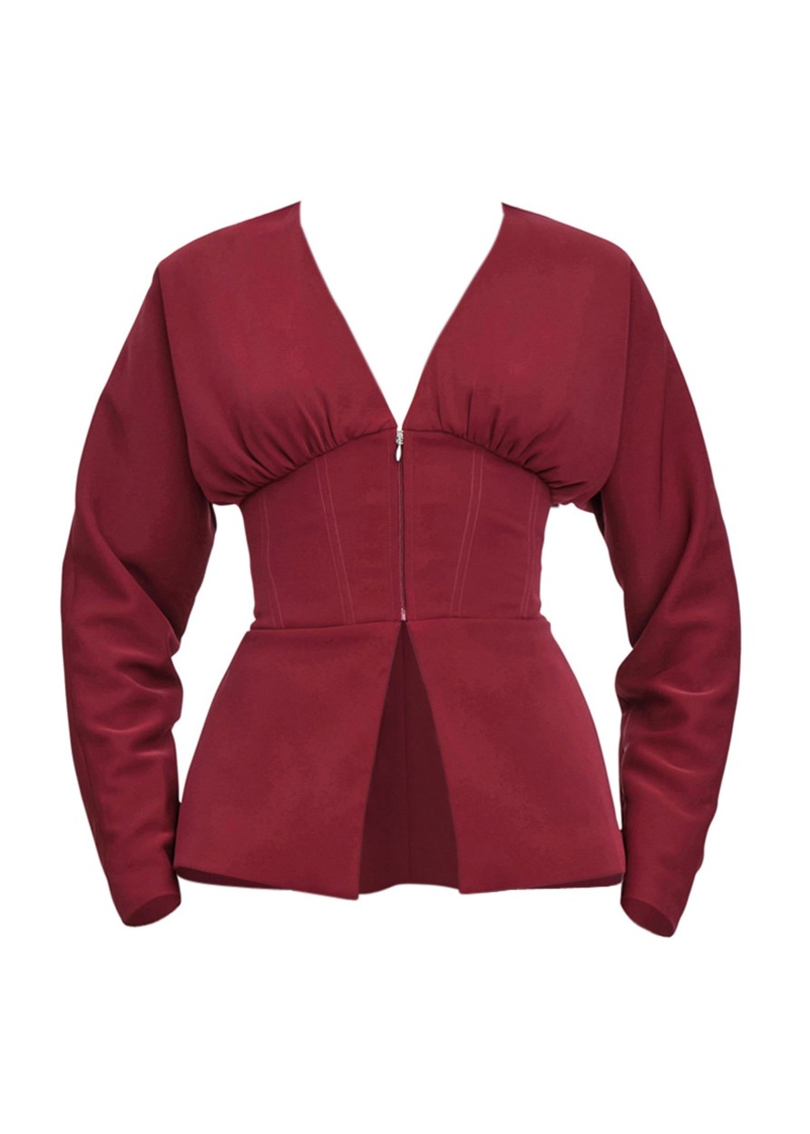 Tops | Andrea Iyamah Gia Corset Blazer-Plum