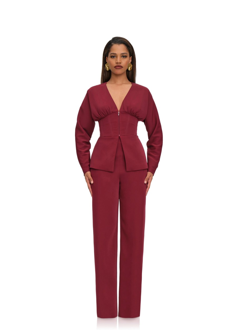 Tops | Andrea Iyamah Gia Corset Blazer-Plum