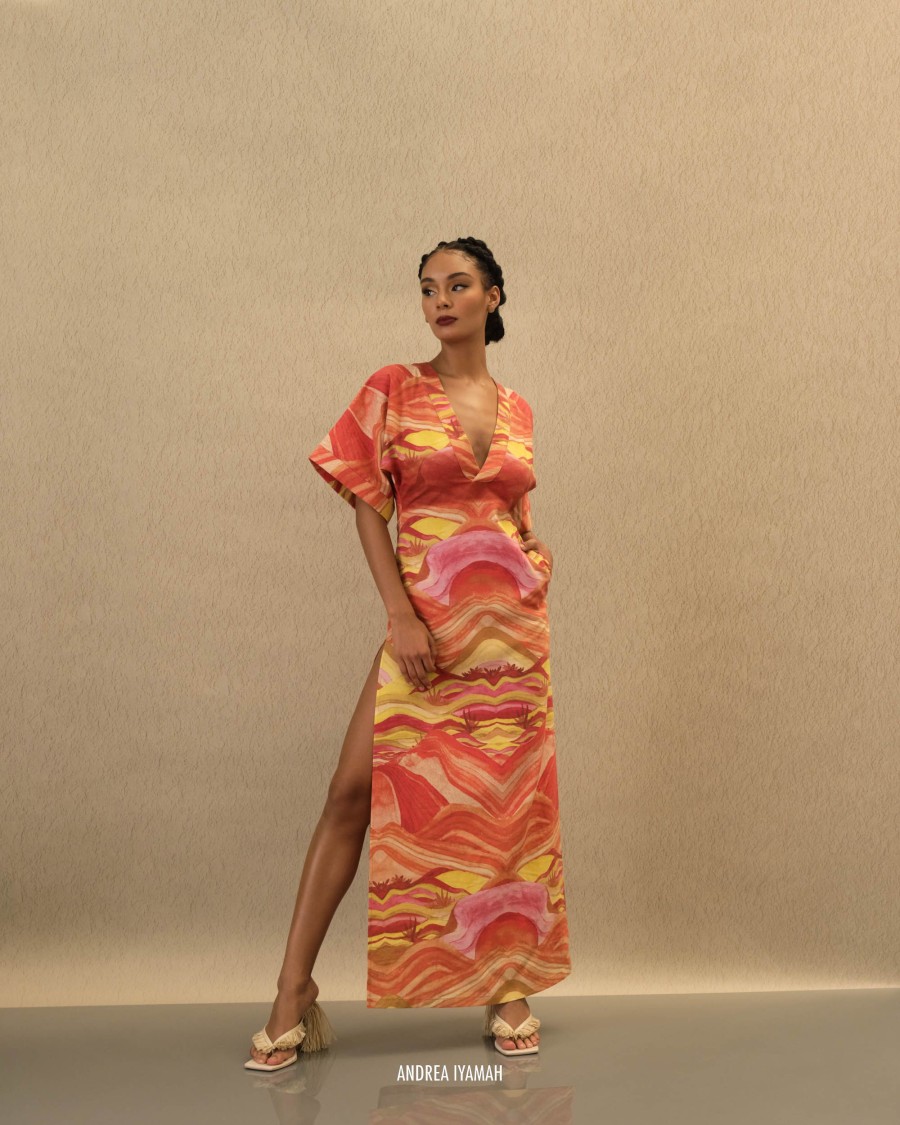 Dresses | Andrea Iyamah Alyma Kaftan Dress-Sunset