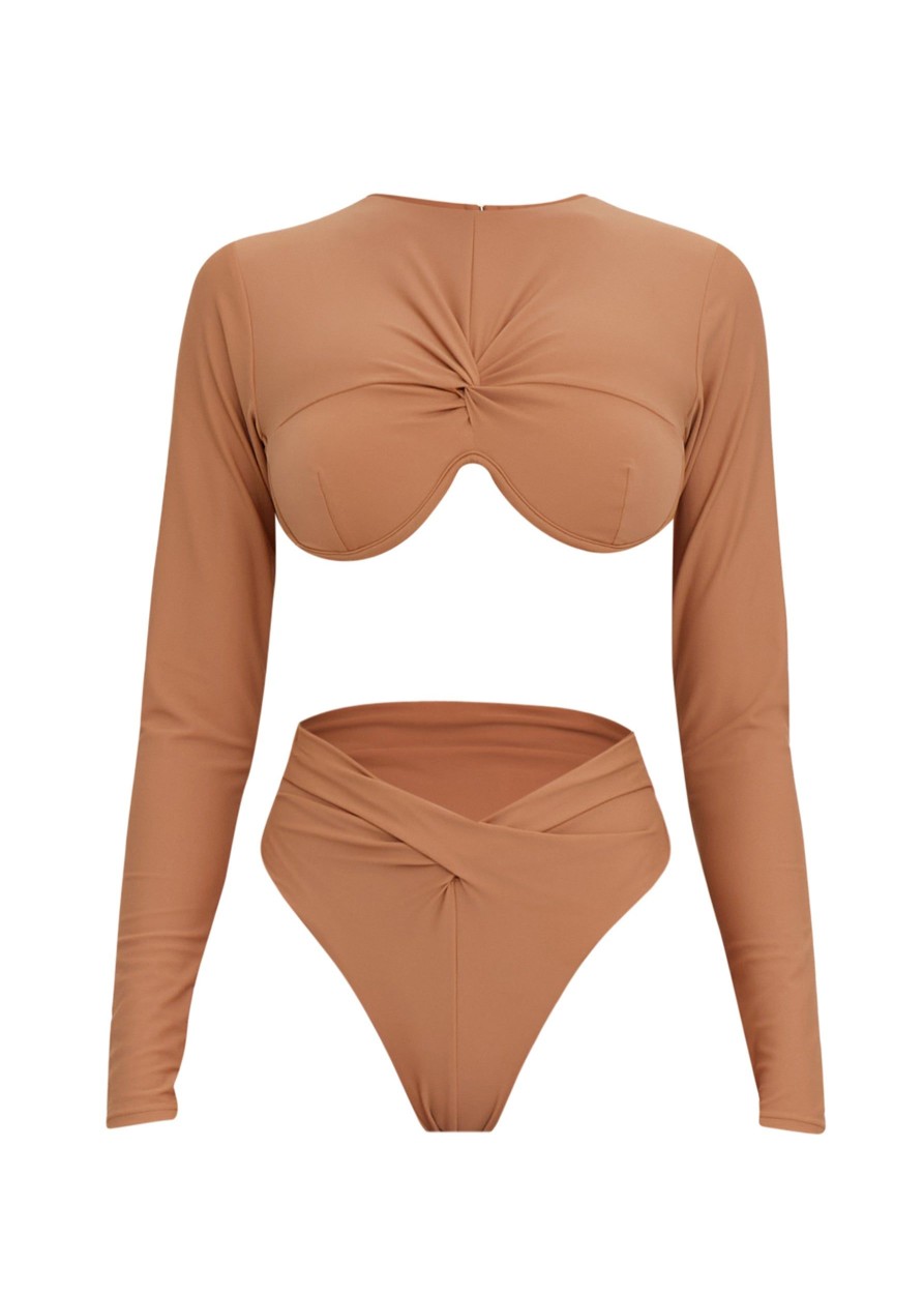 Swimwear | Andrea Iyamah Akacia Nude Long Sleeve Bikini