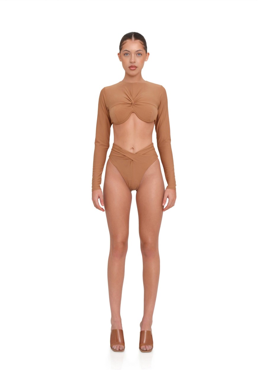 Swimwear | Andrea Iyamah Akacia Nude Long Sleeve Bikini