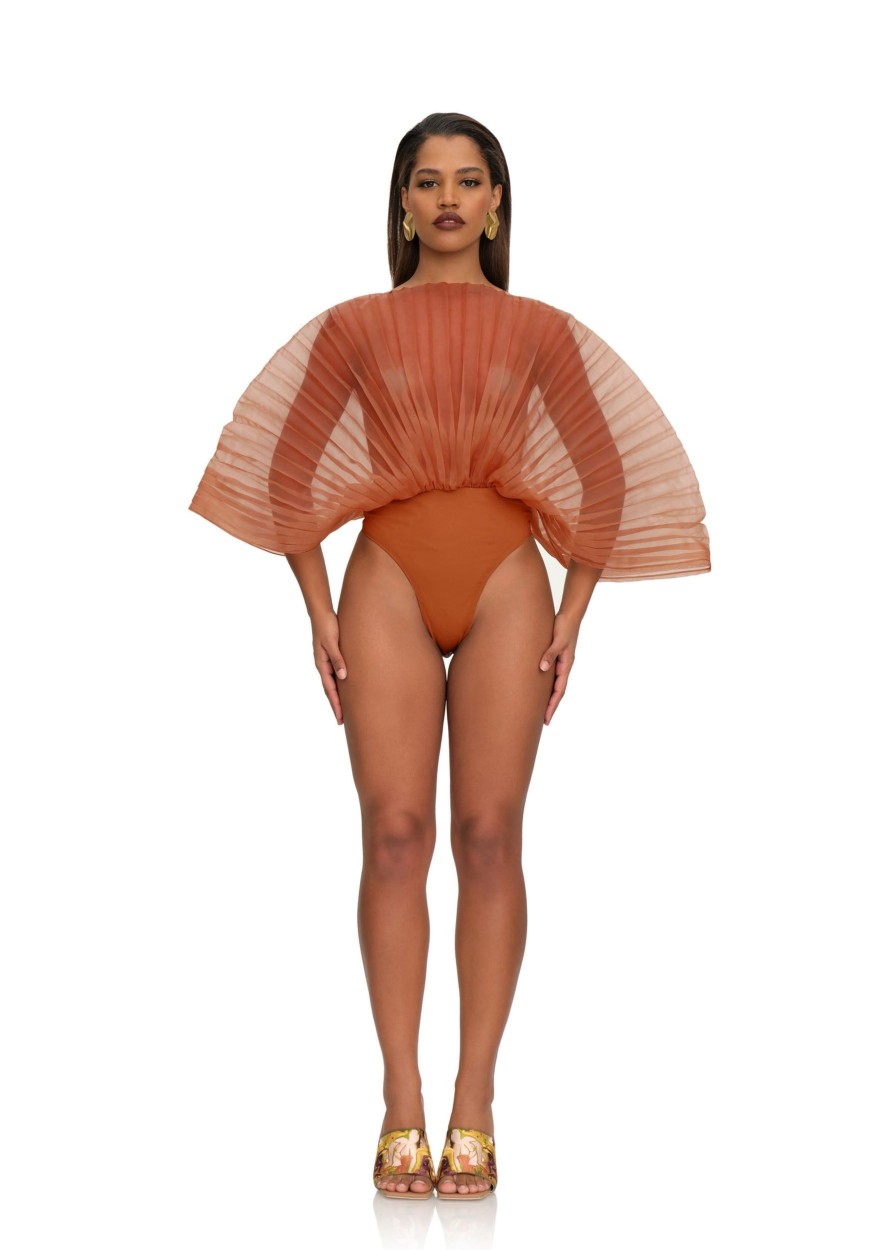 Tops | Andrea Iyamah Sombra Bodysuit-Rust Pomegranate