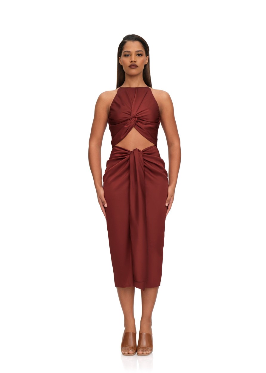 Dresses | Andrea Iyamah Reni Midi Dress-Chocolate