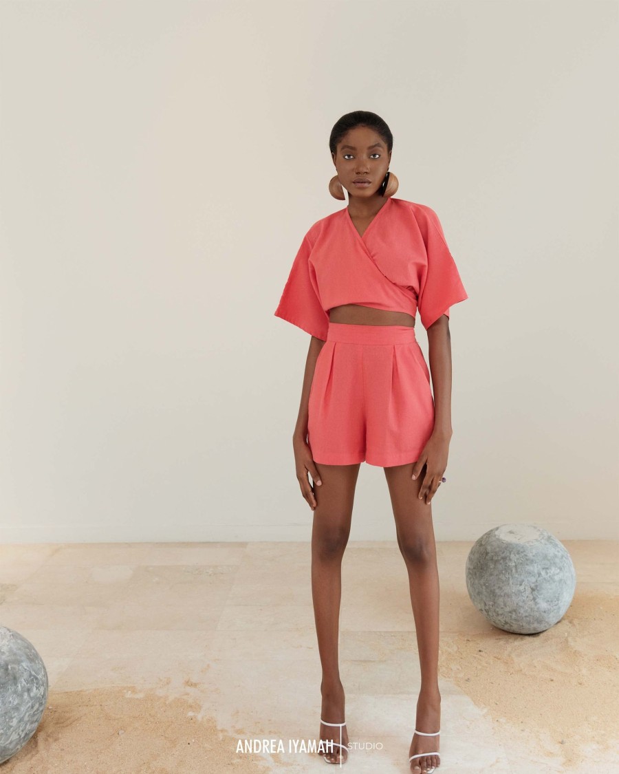 Tops | Andrea Iyamah Eti Coral Crop Top