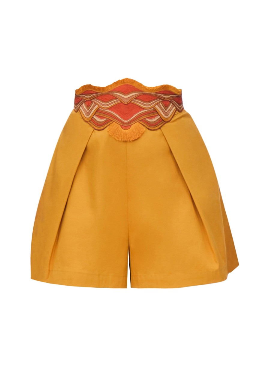 Shorts | Andrea Iyamah Olla Shorts-Mustard