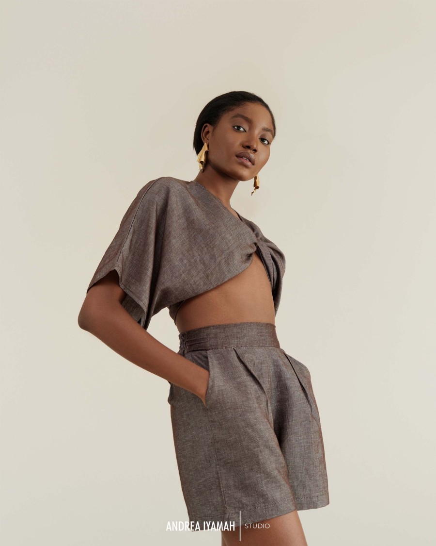 Tops | Andrea Iyamah Eti Ash Grey Crop Top