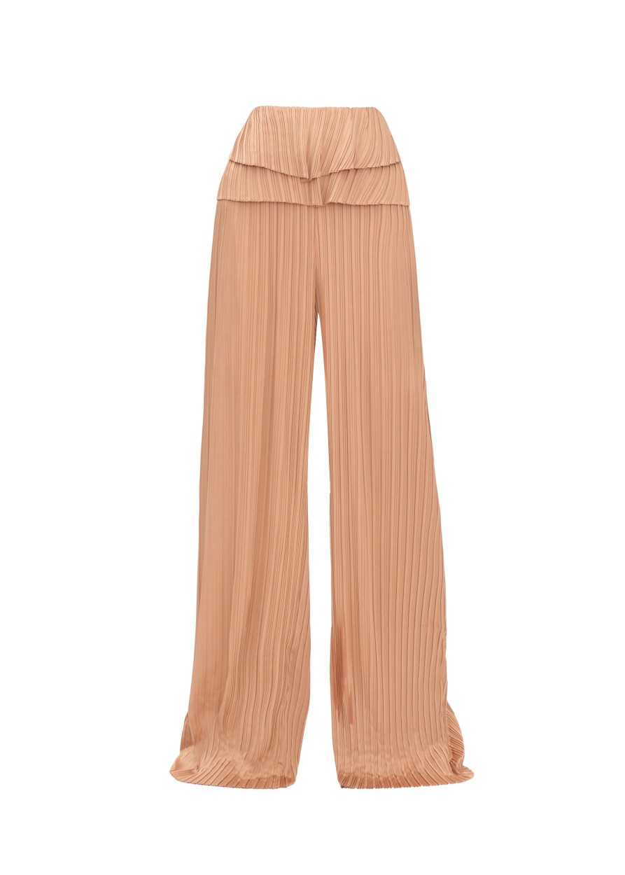 Pants | Andrea Iyamah Linea Toffee Pleated Pants