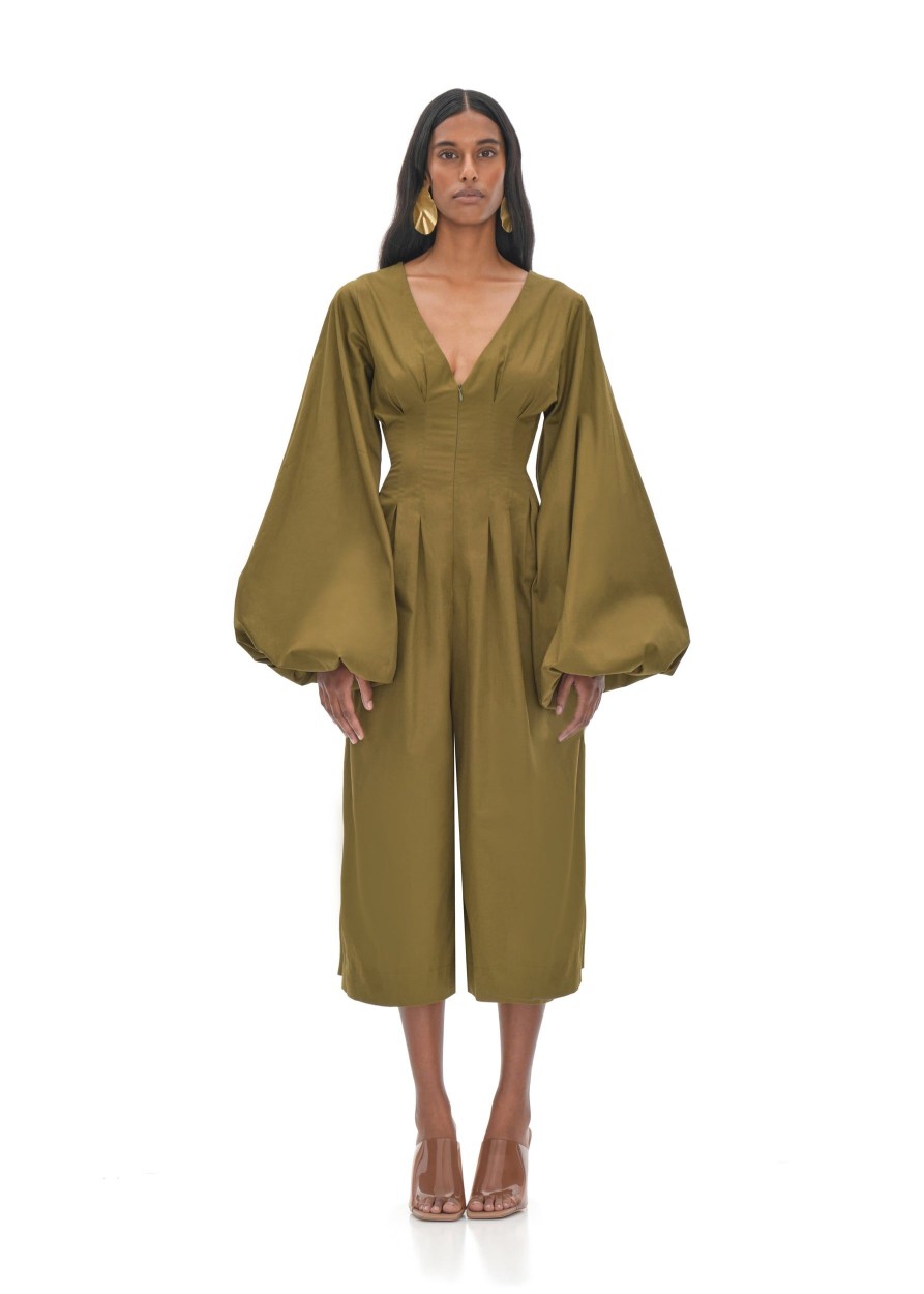 Jumpsuits | Andrea Iyamah Nia Culotte Olive Jumpsuit