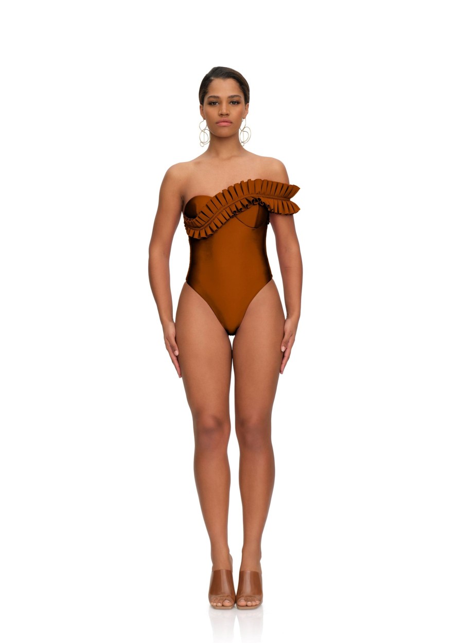 Resortwear | Andrea Iyamah Nisi One Piece Swimsuit-Sand