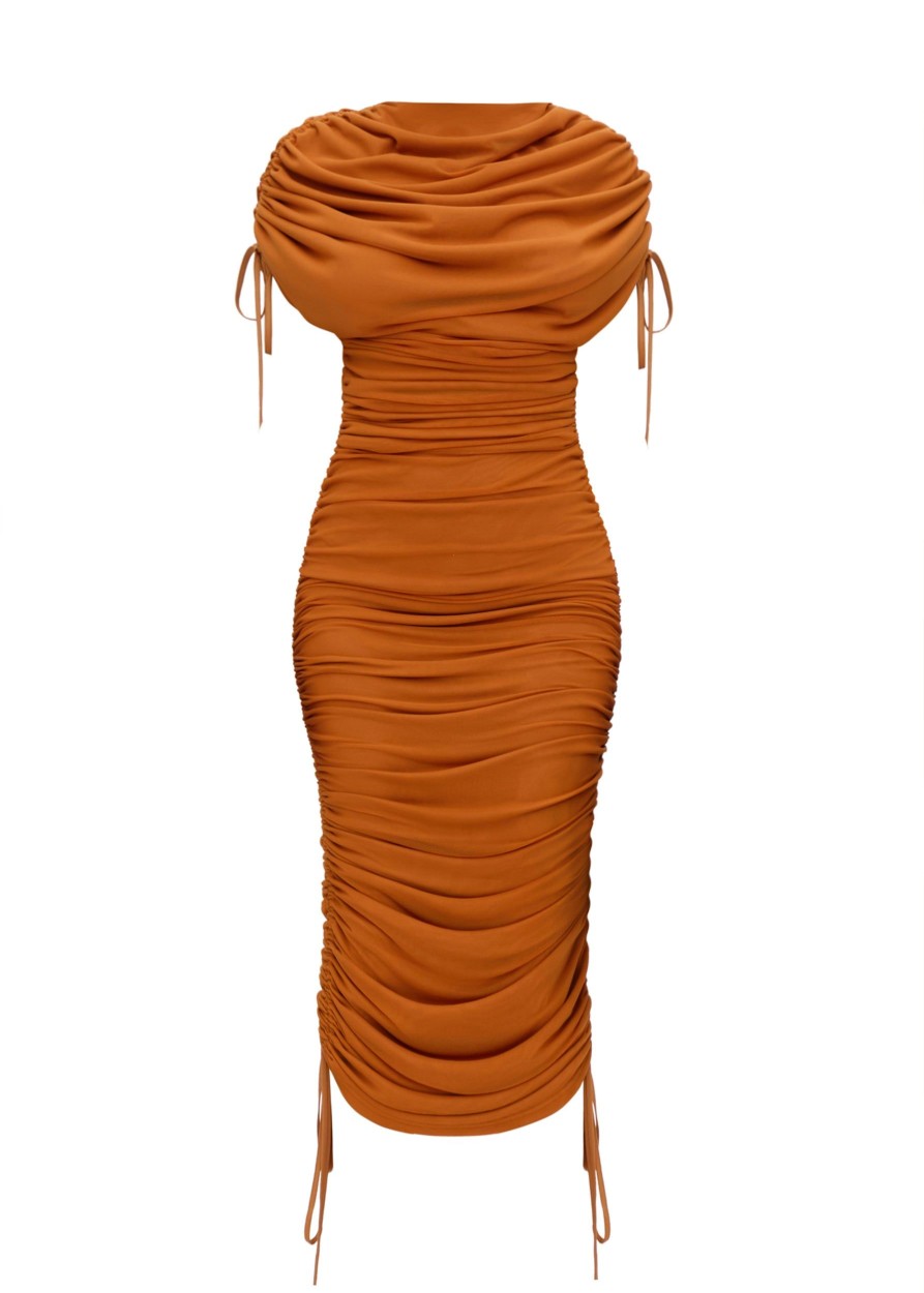 Dresses | Andrea Iyamah Ratu Mesh Dress-Caramel