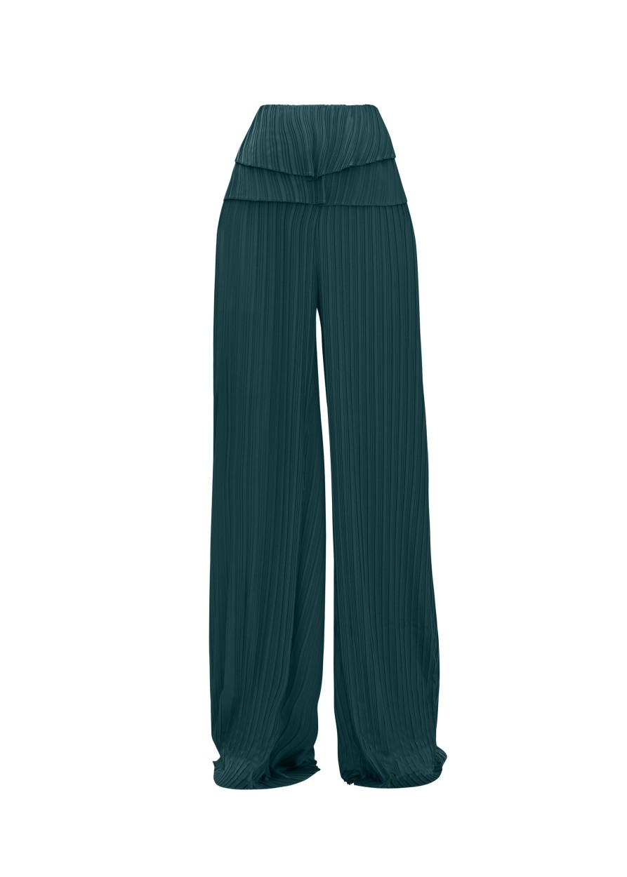 Pants | Andrea Iyamah Linea Green Pleated Pants