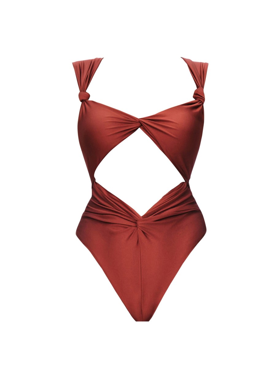 Resortwear | Andrea Iyamah Rora One Piece Swimsuit-Chocolate