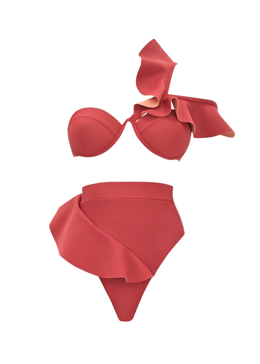 Swimwear | Andrea Iyamah Kiara Red High Rise Bikini