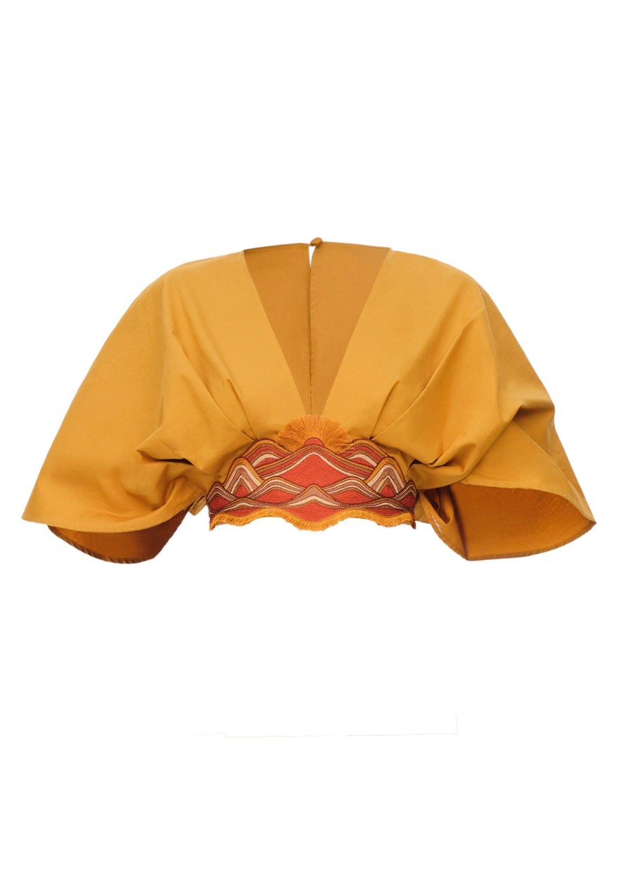 Tops | Andrea Iyamah Olla Crop Top-Mustard