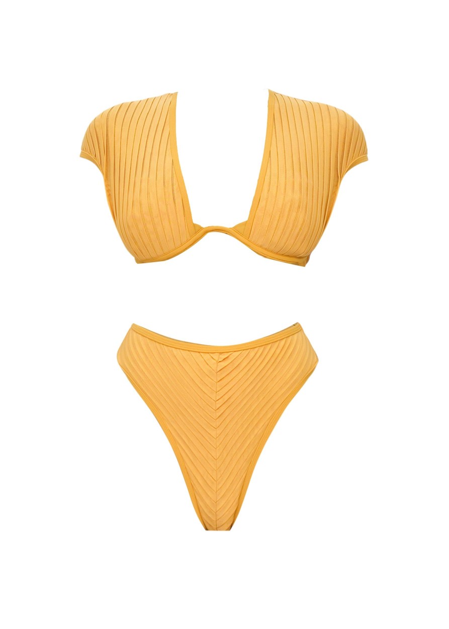 Resortwear | Andrea Iyamah Pura High Rise Bikini-Mustard