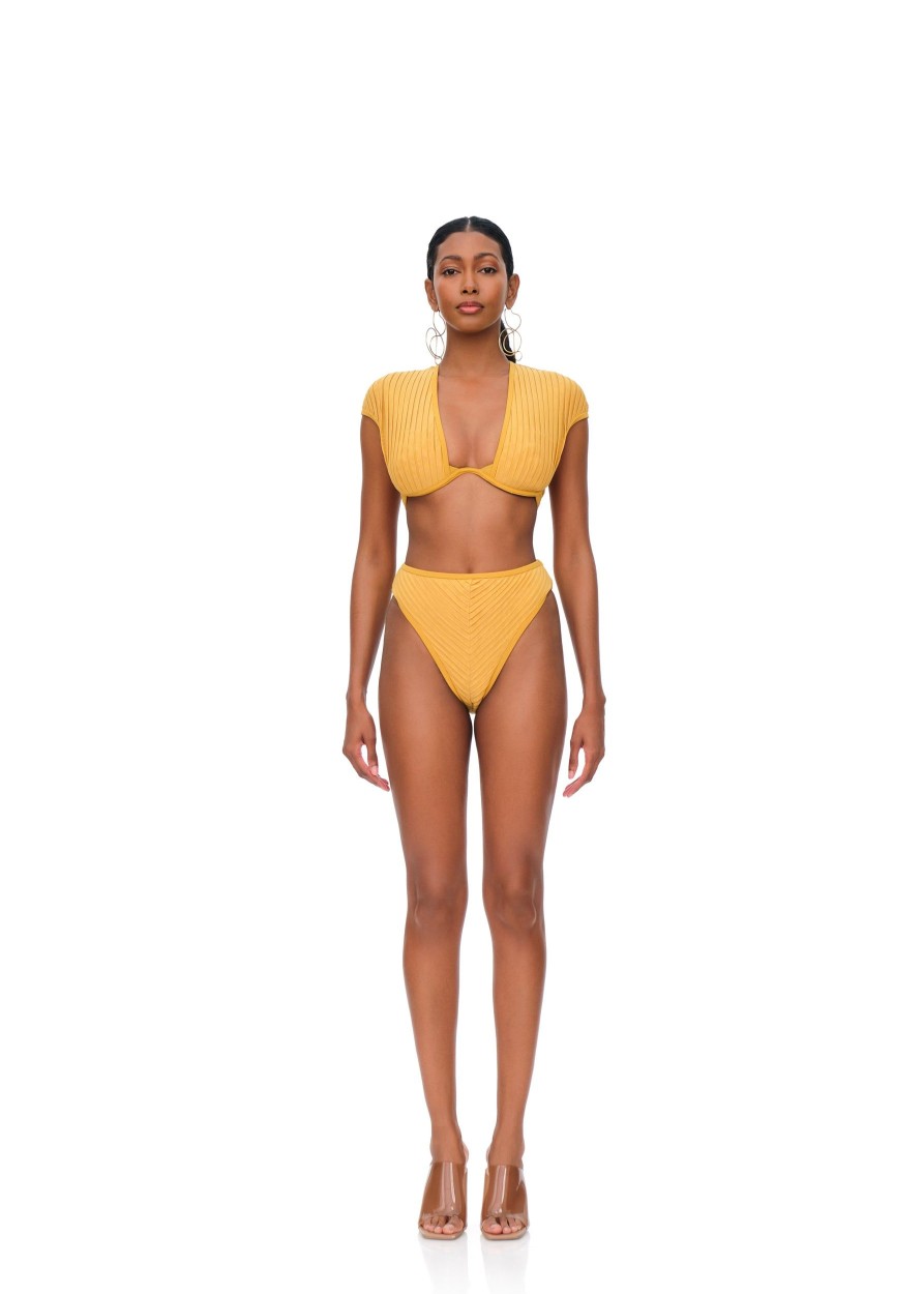 Resortwear | Andrea Iyamah Pura High Rise Bikini-Mustard