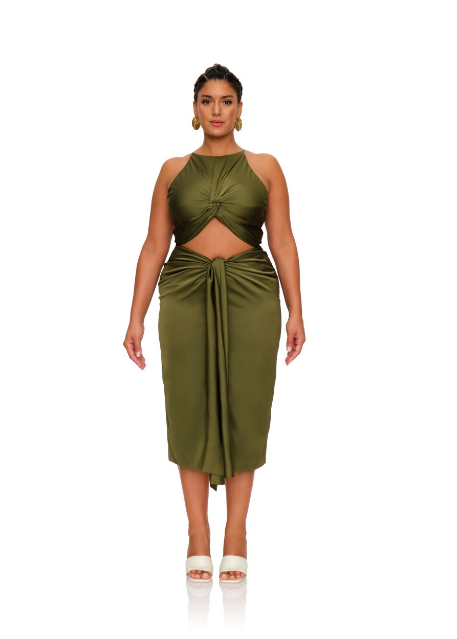 Dresses | Andrea Iyamah Reni Midi Dress-Olive